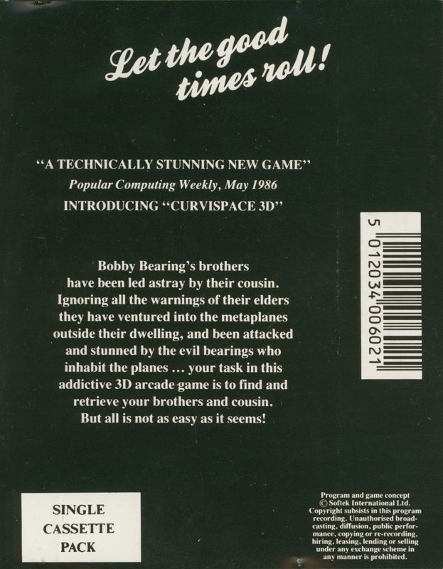Back Cover for Bobby Bearing (ZX Spectrum)