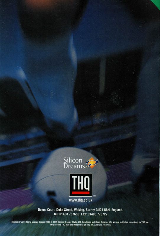 Manual for Mia Hamm Soccer 64 (Nintendo 64): Back