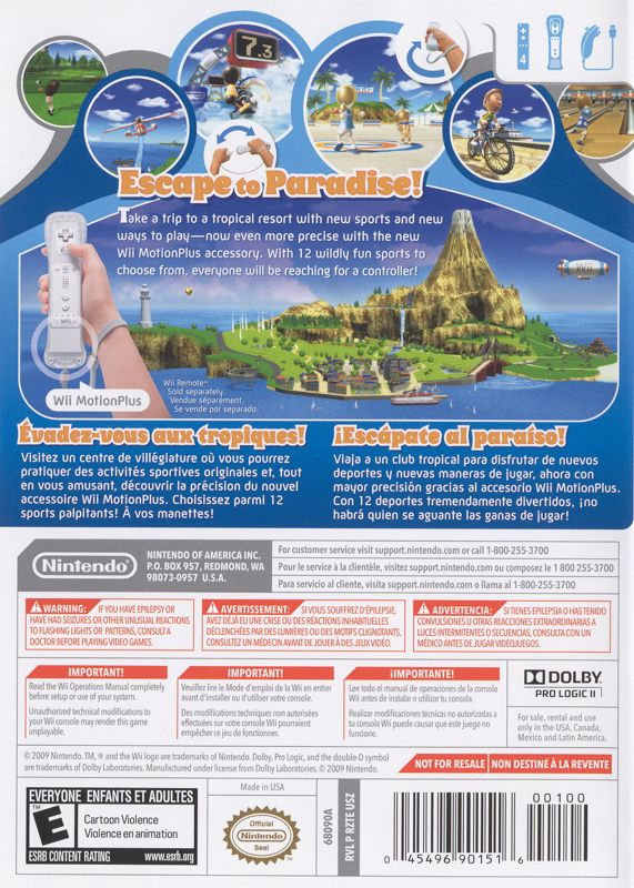Other for Wii Sports Resort (Wii) (Bundled with Wii MotionPlus): Keep Case - Back