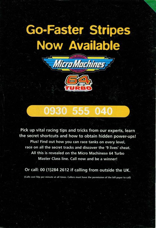 Manual for Micro Machines 64 Turbo (Nintendo 64): Back