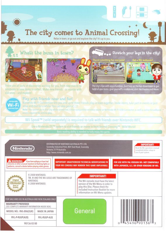 Other for Animal Crossing: City Folk (Wii) (Wii Speak bundle): Keep Case - Back