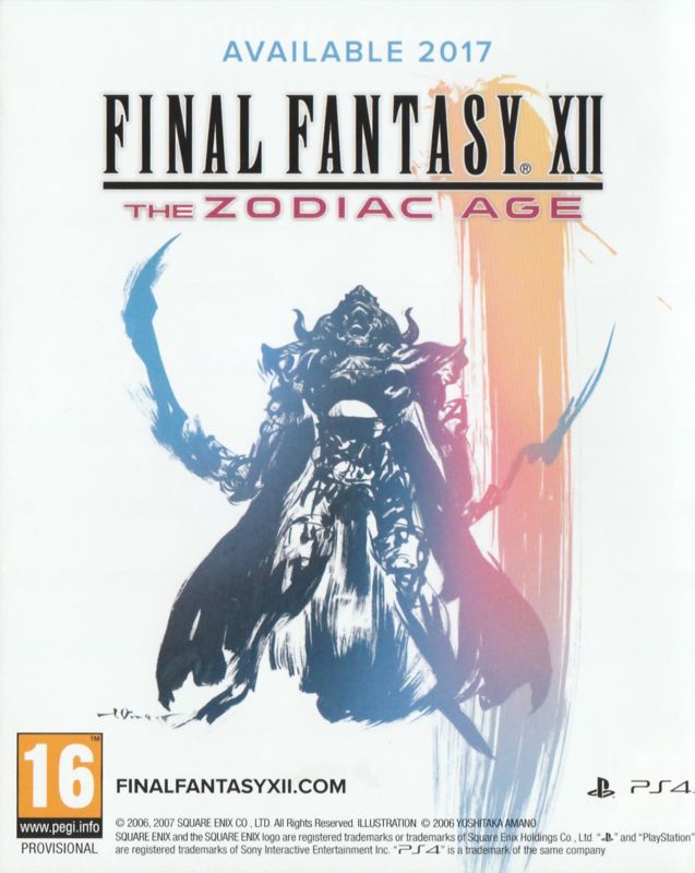 Advertisement for Final Fantasy XV (PlayStation 4) (Day One Edition Release): Final Fantasy XII: The Zodiac Age