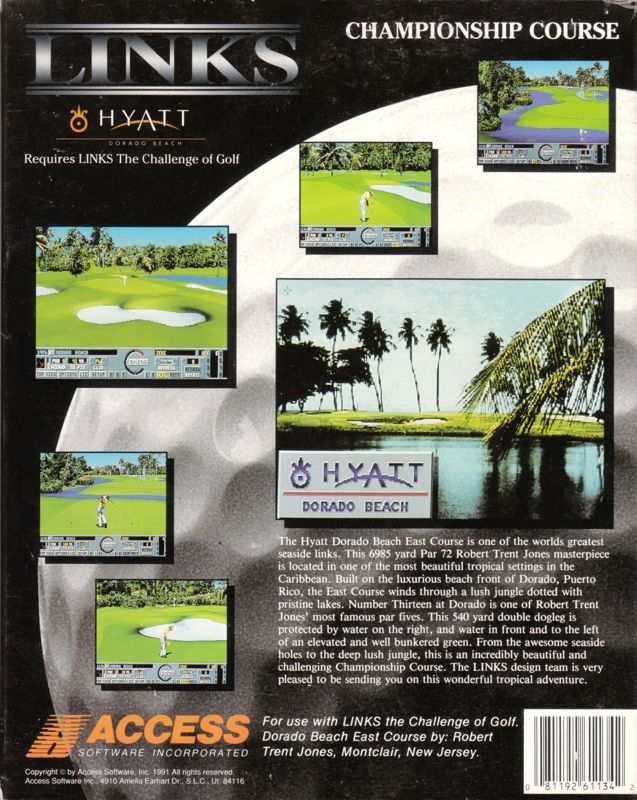 Back Cover for Links: Championship Course - Hyatt Dorado Beach (DOS) (5.25" disk release)