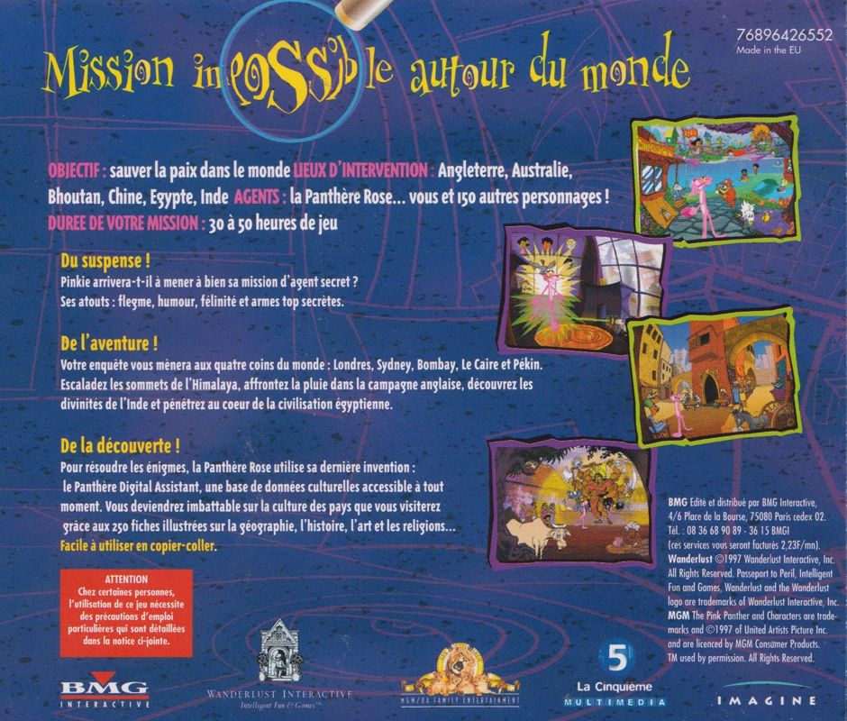Other for The Pink Panther: Passport to Peril (Windows 3.x): Jewel Case - Back