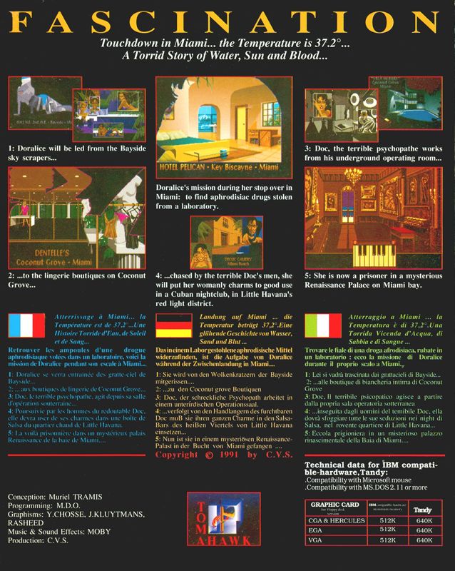 Back Cover for Fascination (DOS)