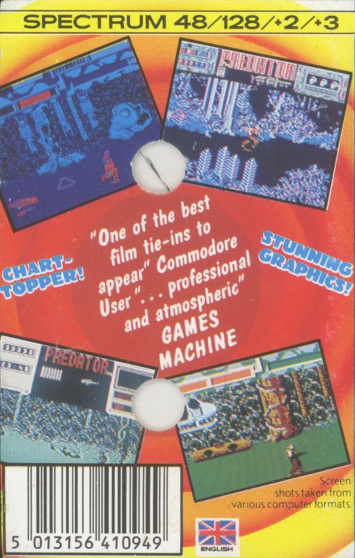 Back Cover for Predator (ZX Spectrum) (Hit Squad release)