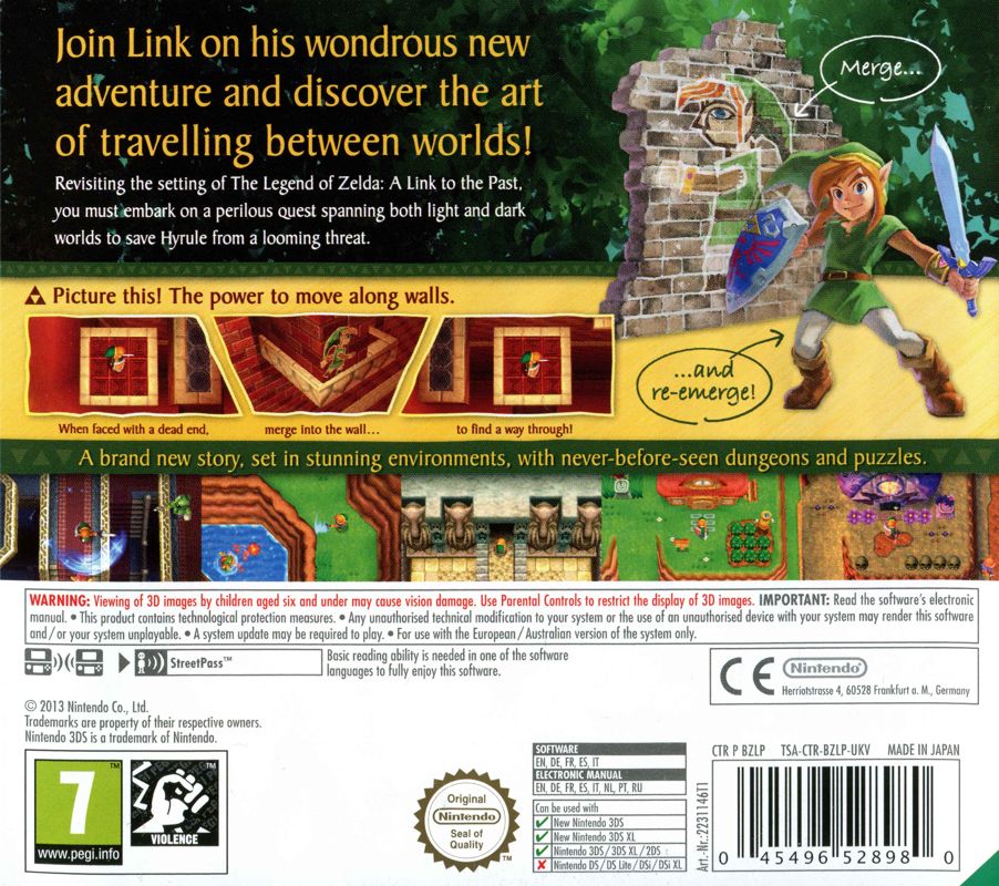 Back Cover for The Legend of Zelda: A Link Between Worlds (Nintendo 3DS) (Nintendo Selects release)