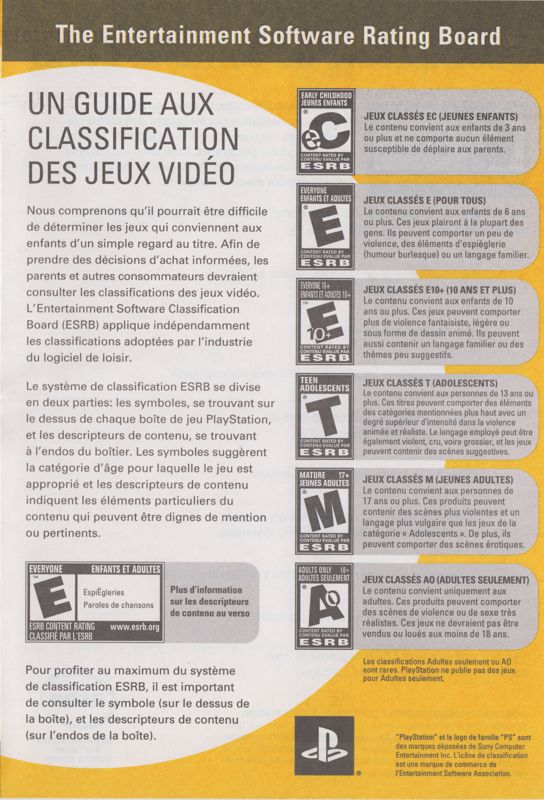 Extras for Ratchet & Clank: Size Matters (PSP System bundle) (PSP): ESRB Guide - Front - French