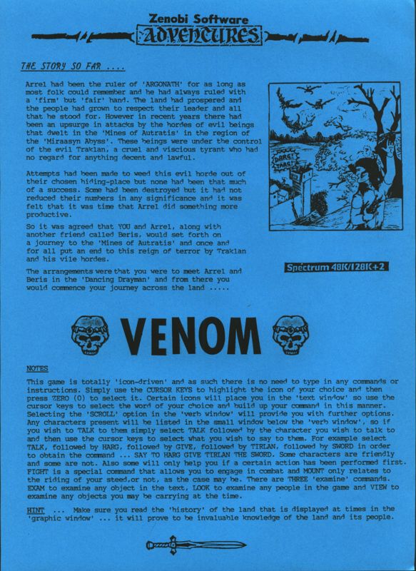 Extras for Venom (ZX Spectrum) (Zenobi Software release): Zenobi Software release