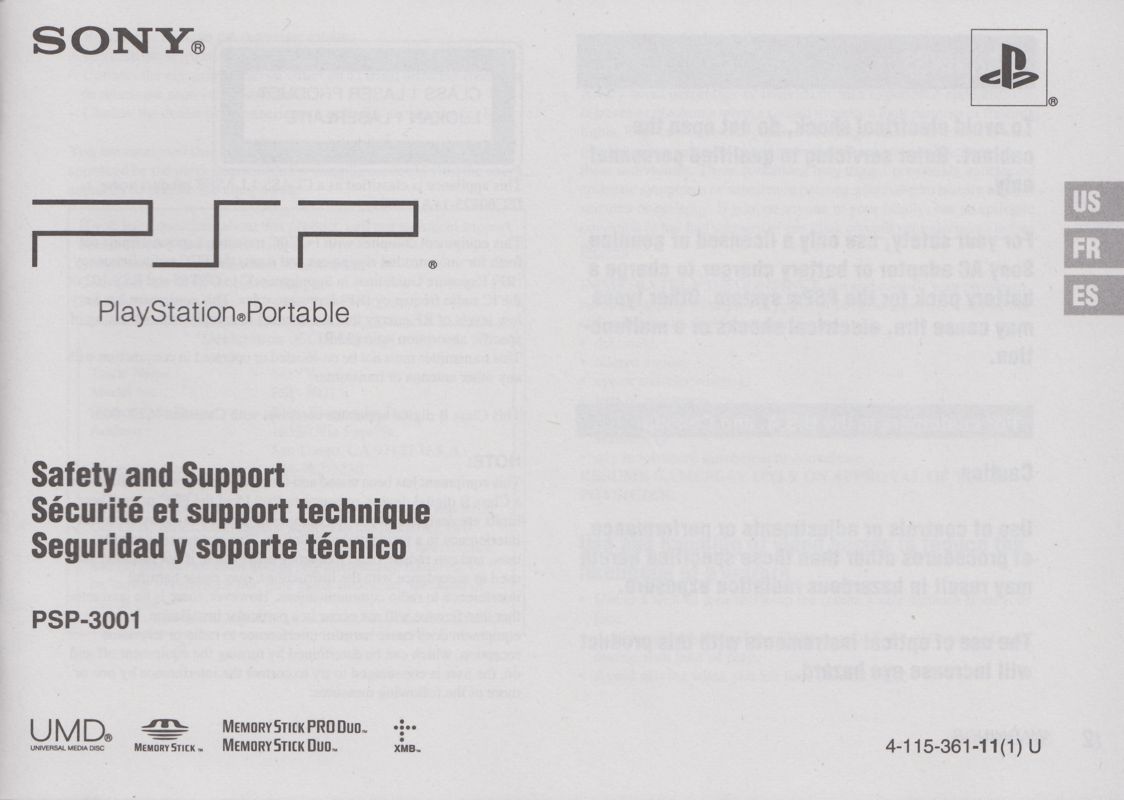 Extras for Ratchet & Clank: Size Matters (PSP System bundle) (PSP): Safety and Support booklet - Front