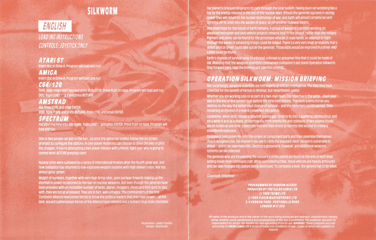 Manual for Silkworm (Amiga): Side 2