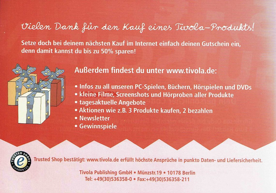 Extras for Ein Fall für TKKG: Film ab! (Macintosh and Windows) (Best of Tivola release): Voucher - Back