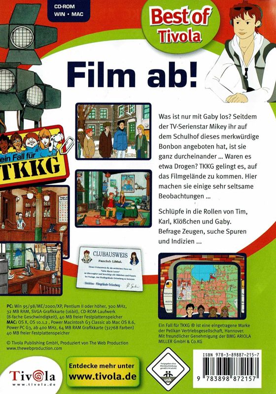 Back Cover for Ein Fall für TKKG: Film ab! (Macintosh and Windows) (Best of Tivola release)