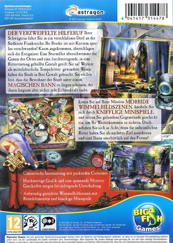 Back Cover for Hallowed Legends: Templar (Collector's Edition) (Windows)