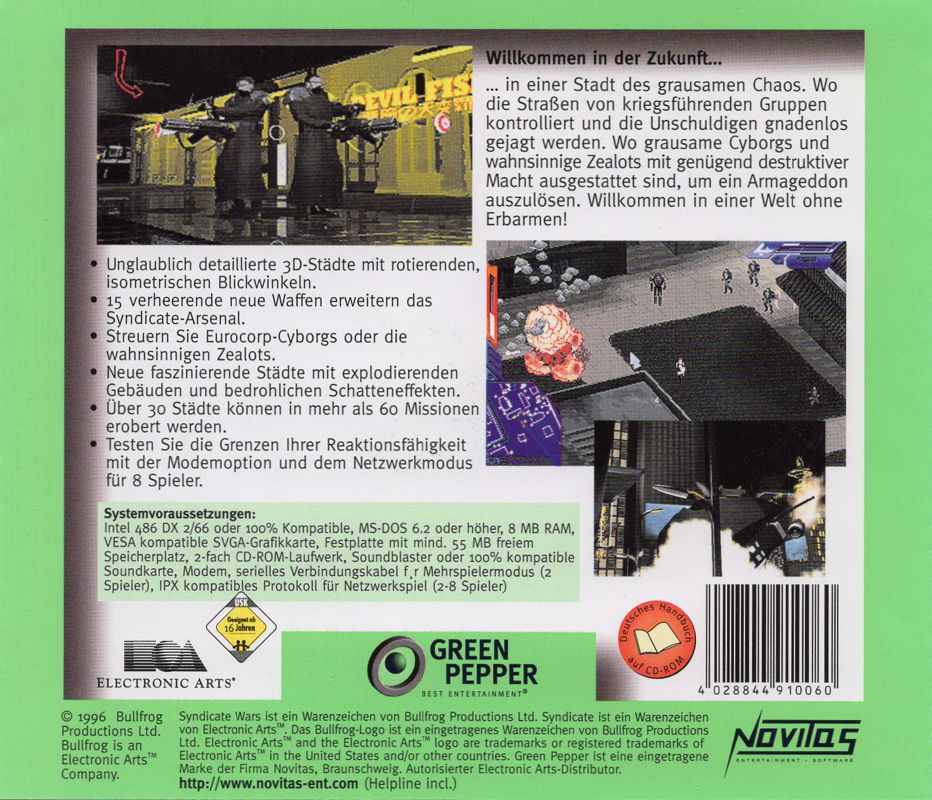 Back Cover for Syndicate Wars (DOS) (Green Pepper release (#67))
