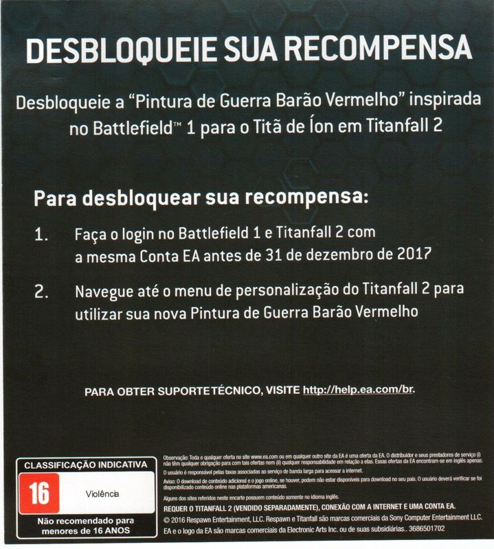 Advertisement for Battlefield 1 (Xbox One): Titanfall 2 - Back