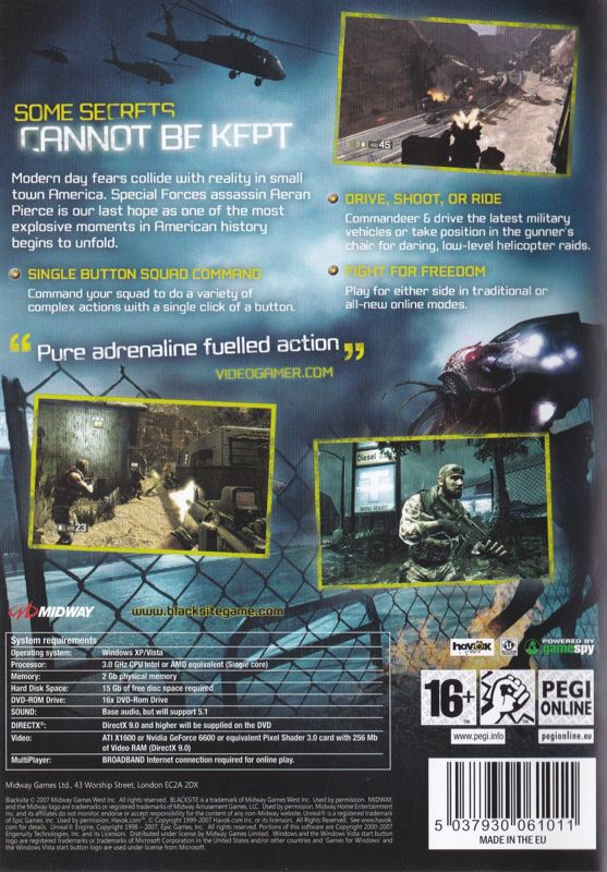 Back Cover for BlackSite: Area 51 (Windows)