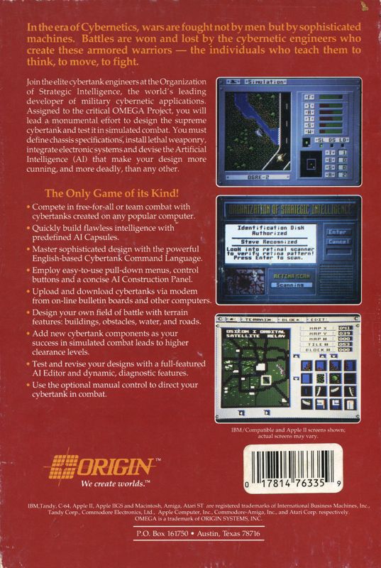 Back Cover for Omega (Amiga)