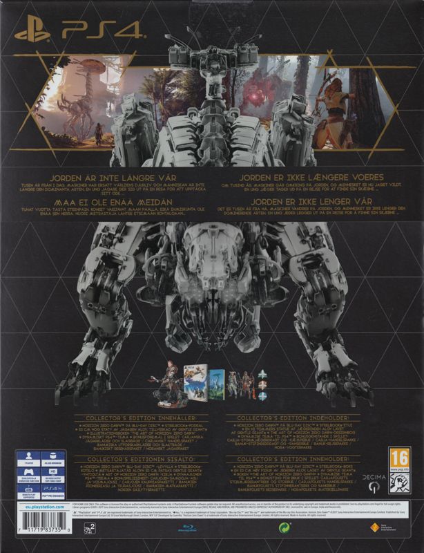 Back Cover for Horizon: Zero Dawn (Collector's Edition) (PlayStation 4)