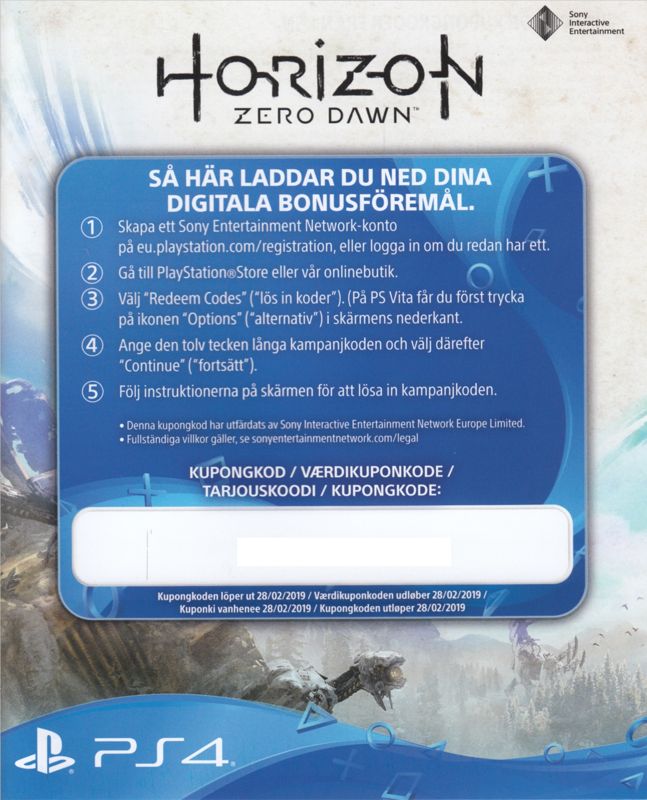 Other for Horizon: Zero Dawn (Collector's Edition) (PlayStation 4): DLC Code #2