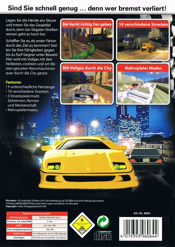 Back Cover for City Racer: Underground Action (Windows)