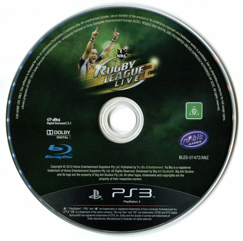 Media for Rugby League Live 2 (PlayStation 3)