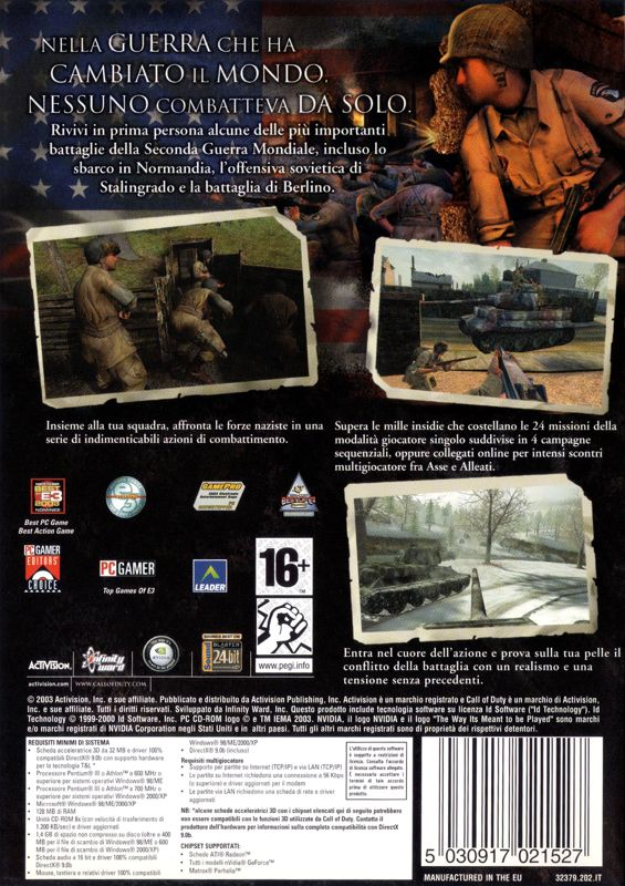 Back Cover for Call of Duty (Windows)