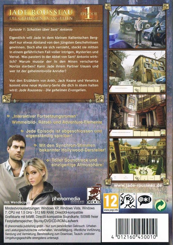 Back Cover for Jade Rousseau: The Secret Revelations - The Fall of Sant' Antonio (Windows) (Software Pyramide release)