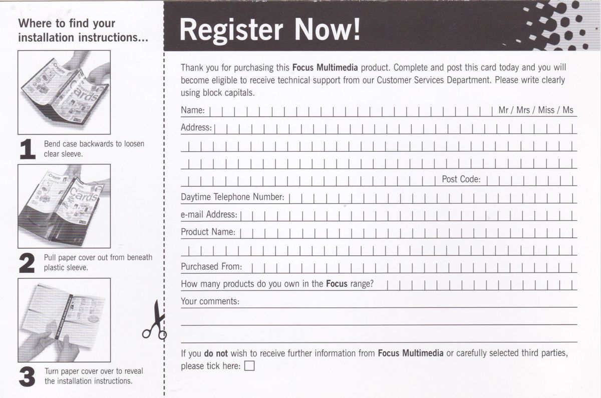 Extras for Tom Clancy's Rainbow Six: Rogue Spear (Windows) (Revival Multimedia release): Registration Card