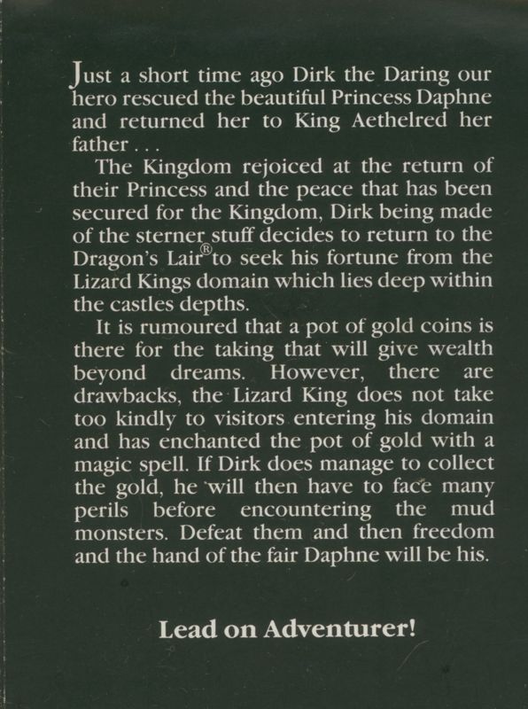 Inside Cover for Dragon's Lair Part II: Escape from Singe's Castle (ZX Spectrum)