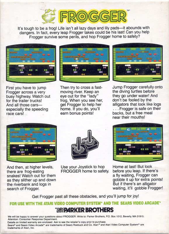 Back Cover for Frogger (Atari 2600) (Alternate cover)
