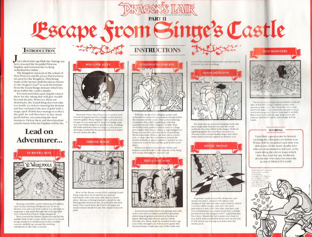 Manual for Dragon's Lair Part II: Escape from Singe's Castle (ZX Spectrum)
