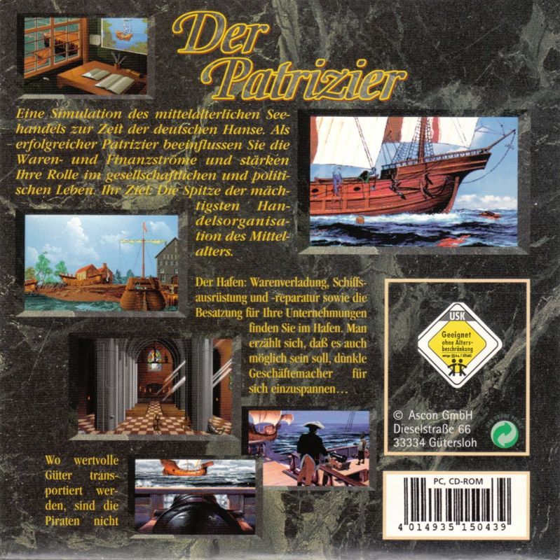 Other for The Patrician (DOS) (Ascon Classic release): CD Cardboard Sleeve - Back