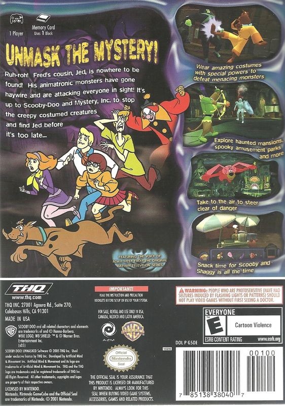 Back Cover for Scooby-Doo!: Unmasked (GameCube)