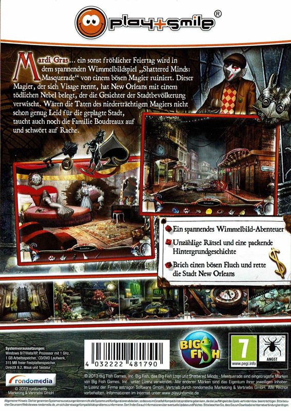 Back Cover for Shattered Minds: Masquerade (Windows) (play+smile release)