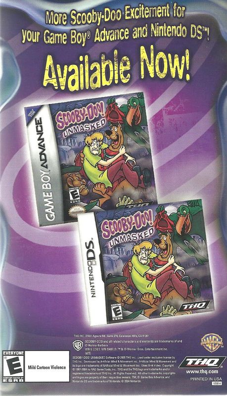 Manual for Scooby-Doo!: Unmasked (GameCube): Back