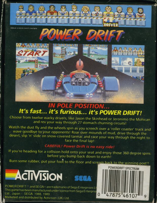 Back Cover for Power Drift (ZX Spectrum)