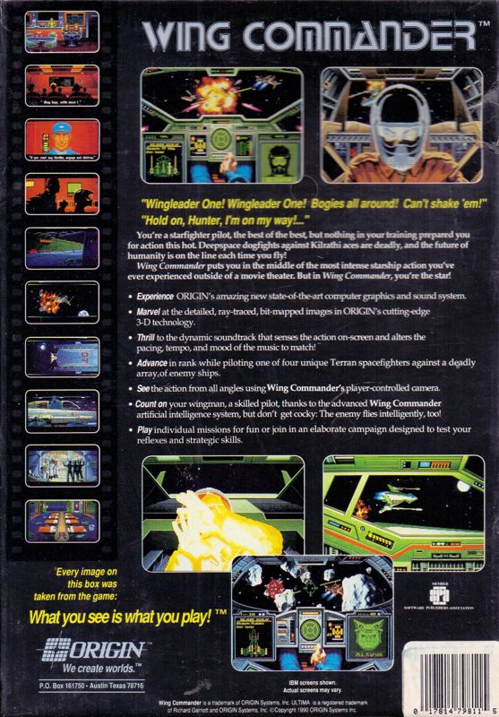 Back Cover for Wing Commander (DOS) (Special Promotional Release)