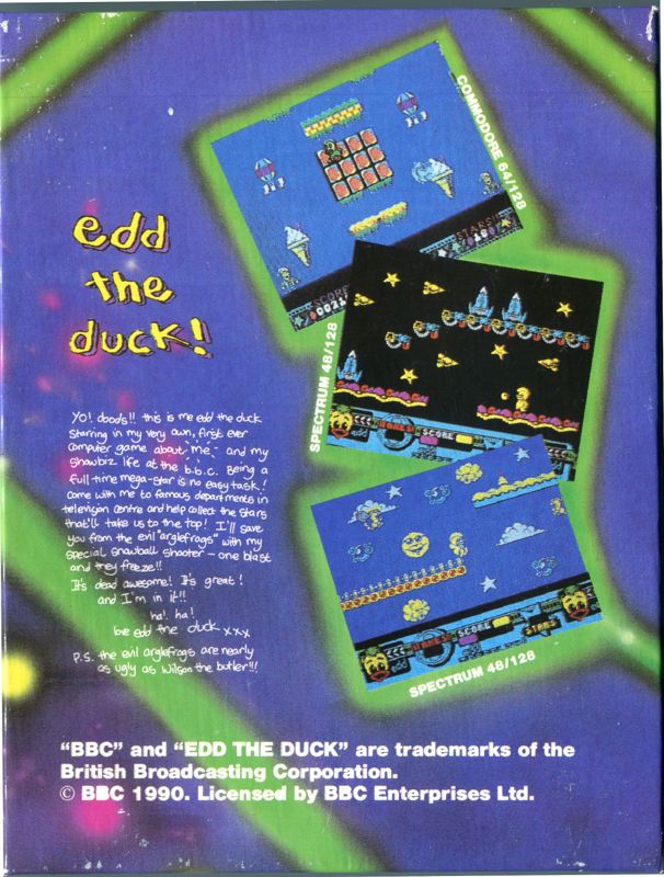 Back Cover for Edd the Duck! (ZX Spectrum) (+3 Disk Version)