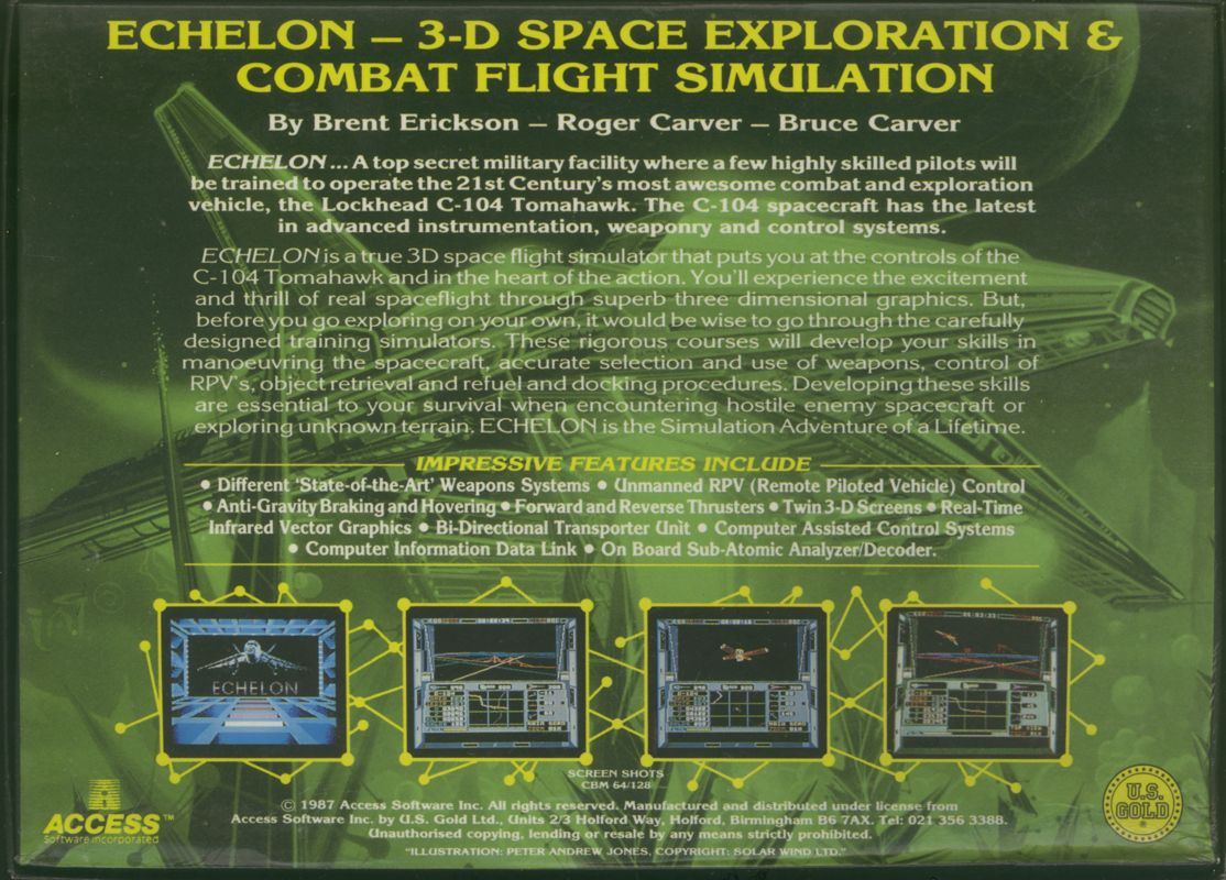 Back Cover for Echelon (ZX Spectrum)