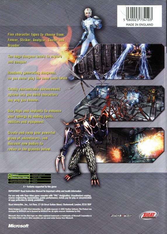 Back Cover for Metal Dungeon (Xbox)