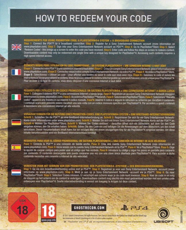 Other for Tom Clancy's Ghost Recon: Wildlands (Deluxe Edition) (PlayStation 4): Deluxe Pack DLC Flyer - Back