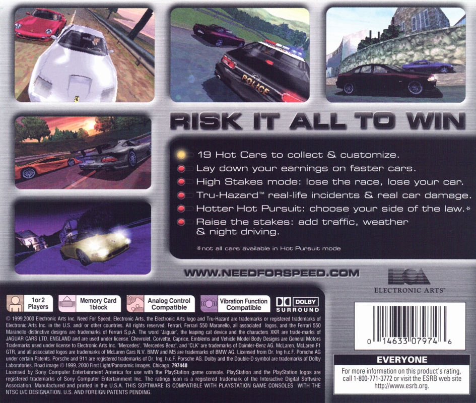 Back Cover for Need for Speed: High Stakes (PlayStation) (Greatest Hits release)