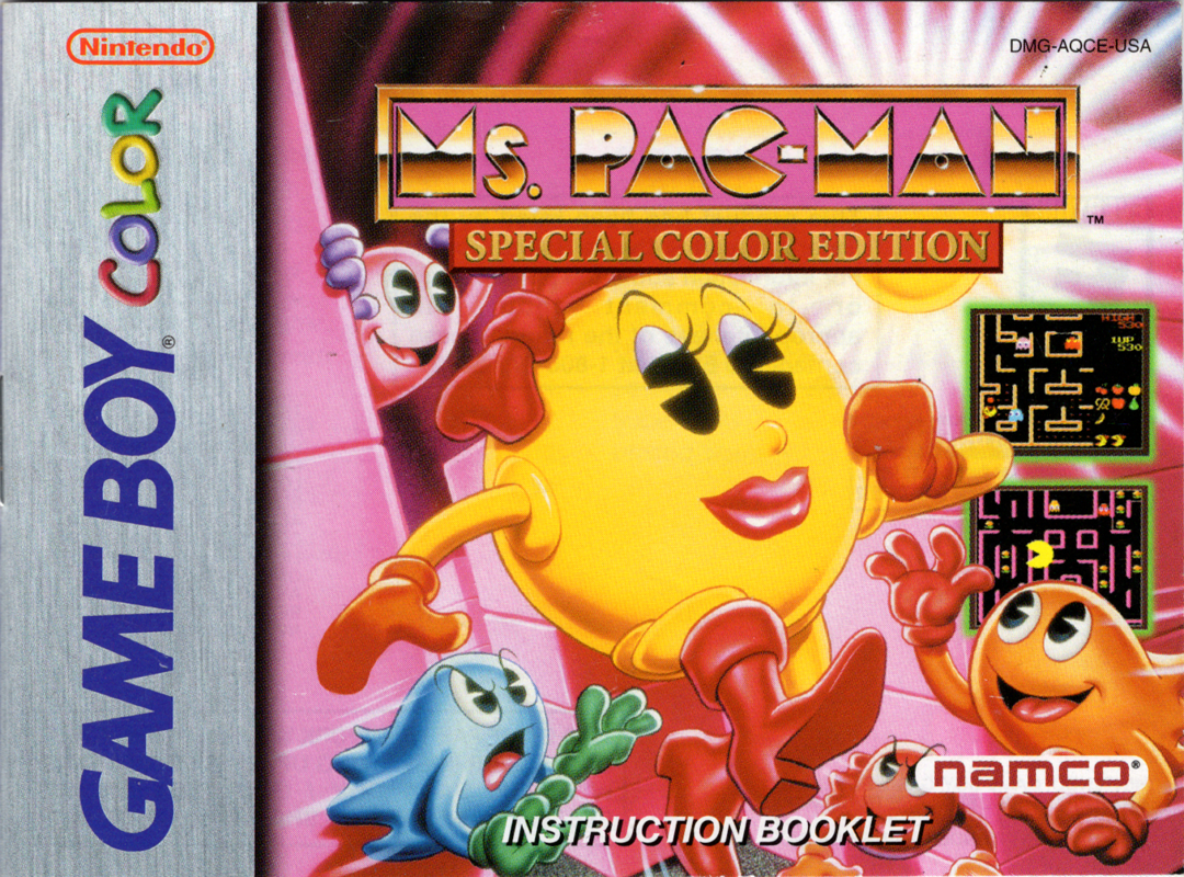 Manual for Ms. Pac-Man: Special Color Edition (Game Boy Color): Front