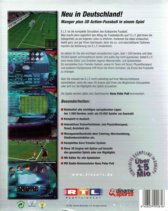 Back Cover for Euro League Football (Windows): Sleeve Back