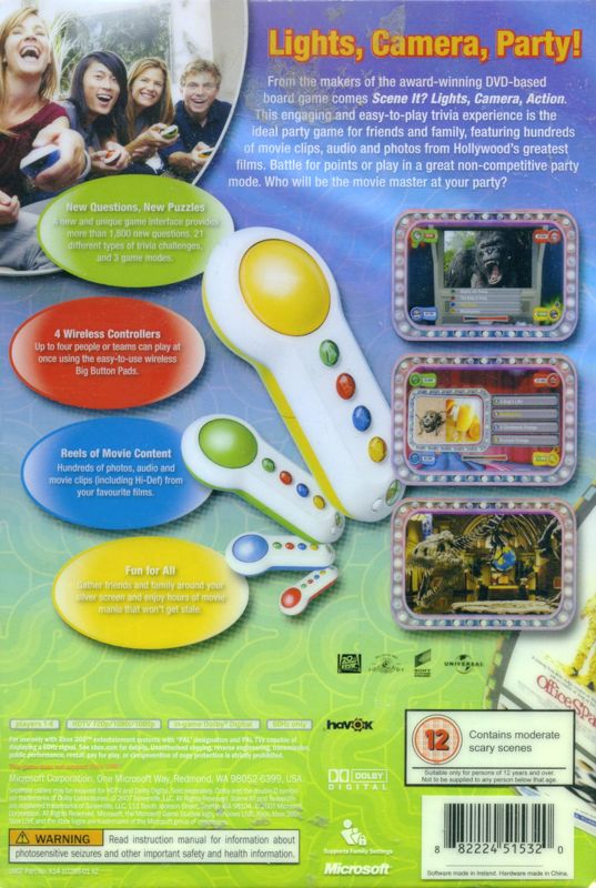 Back Cover for Scene It? Lights, Camera, Action (Xbox 360)