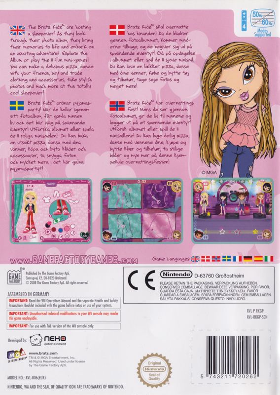 Back Cover for Bratz Kidz: The Kidz With a Passion for Fun! (Wii)