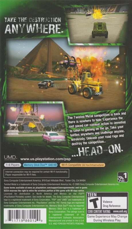 Twisted Metal: Head-On (2005) PSP box cover art - MobyGames