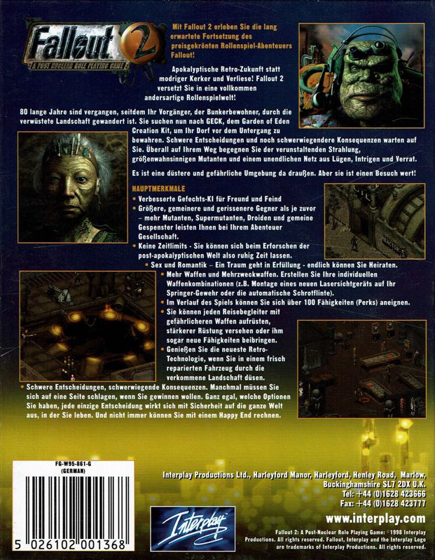 Back Cover for Fallout 2 (Windows)