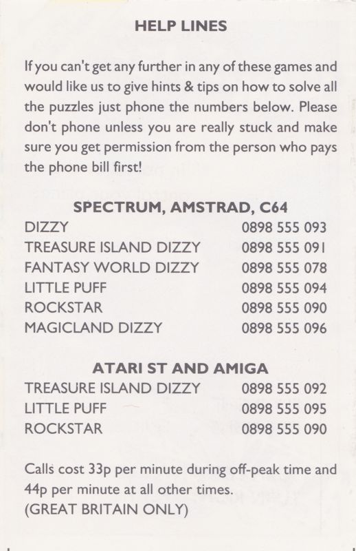 Inside Cover for Kamikaze (ZX Spectrum)